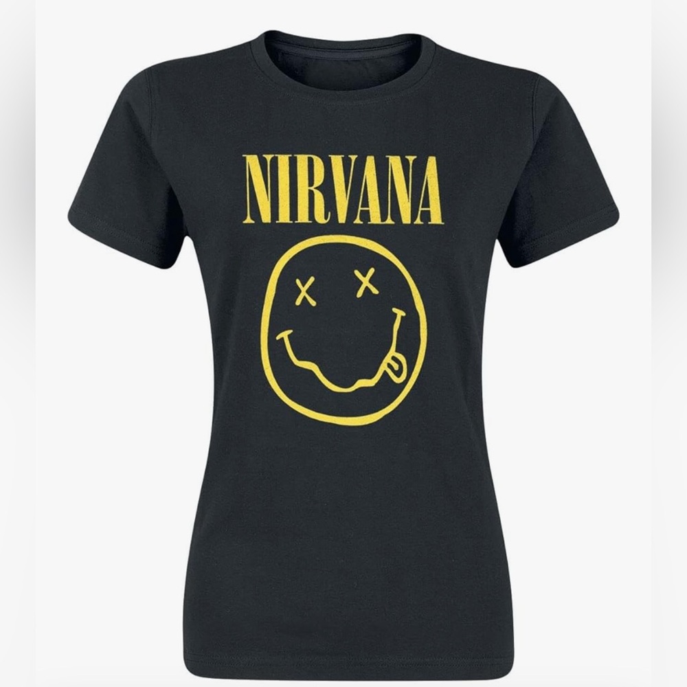 NIRVANA black Smiley Face Graphic Tee Shirt size XL